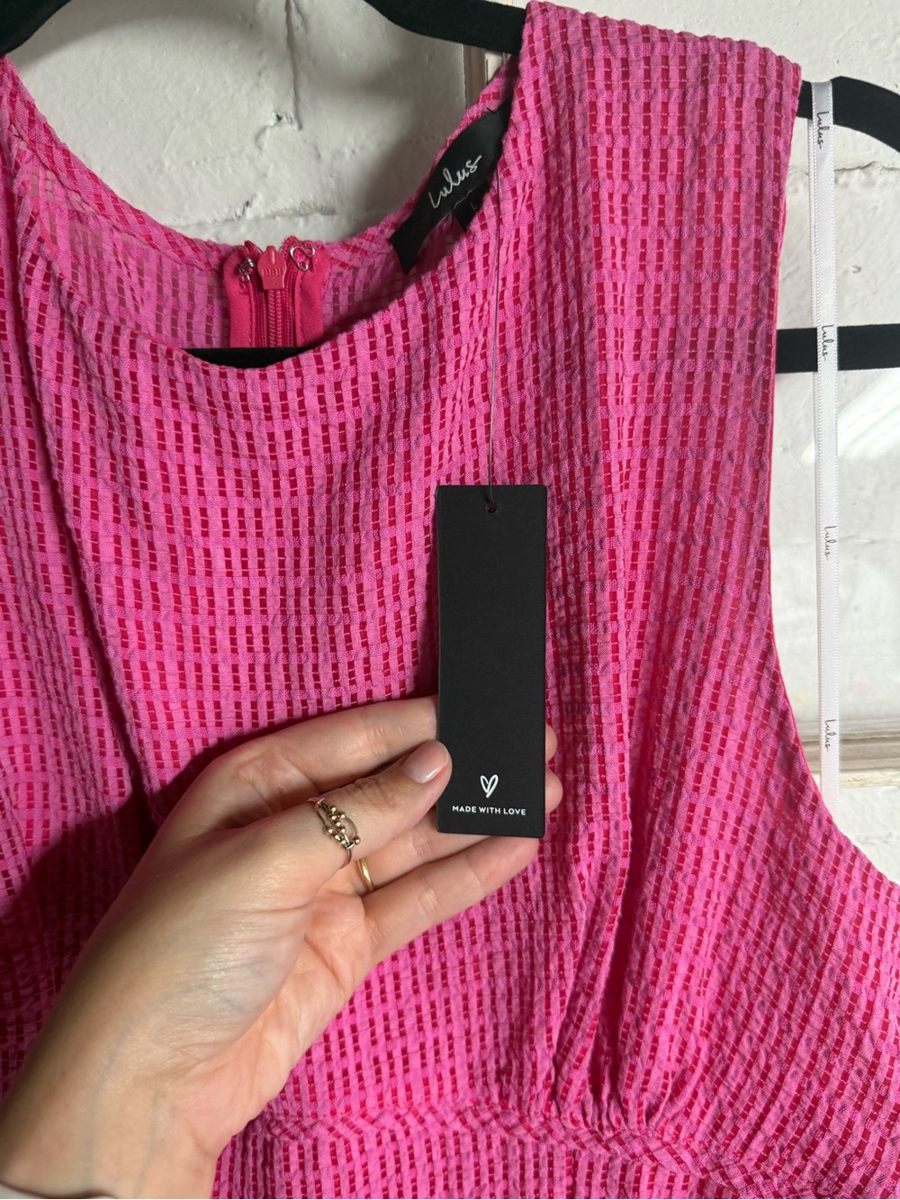 Lulu's Hot Pink Textured Cutout Midi Dress - Picture 8 of 13
